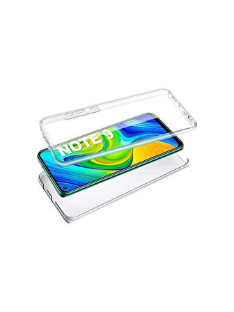 Xiaomi Redmi Note 9 Uyumlu 360° Ön Arka Tam Koruyucu Şeffaf Silikon Full Body Kılıf
