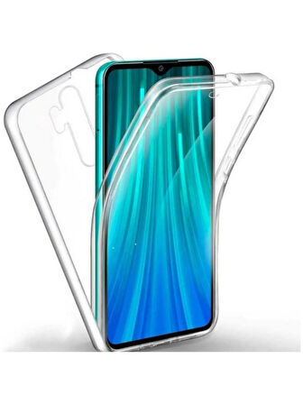 Xiaomi Redmi Note 8 Pro Uyumlu 360° Ön Arka Tam Koruyucu Şeffaf Silikon Full Body Kılıf