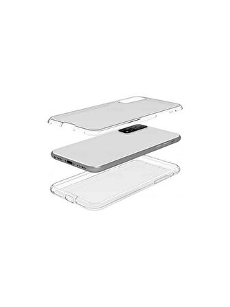 Xiaomi Mi 10T Pro Uyumlu 360° Ön Arka Tam Koruyucu Şeffaf Silikon Full Body Kılıf