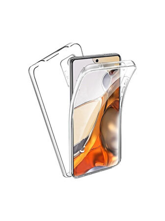Xiaomi Mi 11T Pro Uyumlu 360° Ön Arka Tam Koruyucu Şeffaf Silikon Full Body Kılıf