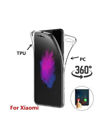 Xiaomi Mi 6X Uyumlu 360° Ön Arka Tam Koruyucu Şeffaf Silikon Full Body Kılıf