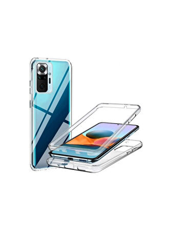 Xiaomi Redmi Note 10 Pro Uyumlu 360° Ön Arka Tam Koruyucu Şeffaf Silikon Full Body Kılıf