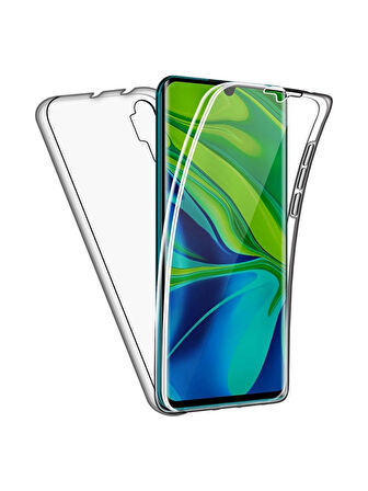 Xiaomi Mi Note 10 Pro Uyumlu 360° Ön Arka Tam Koruyucu Şeffaf Silikon Full Body Kılıf