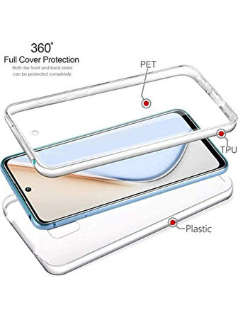 Poco C40 Uyumlu 360° Ön Arka Tam Koruyucu Şeffaf Silikon Full Body Kılıf