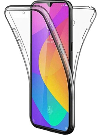 Xiaomi Mi 9 Lite Uyumlu 360° Ön Arka Tam Koruyucu Şeffaf Silikon Full Body Kılıf