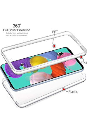 Samsung Galaxy A04e Sm-A042F Uyumlu 360° Ön Arka Tam Koruyucu Şeffaf Silikon Full Body Kılıf