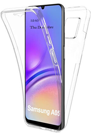 Samsung Galaxy A05 Sm-A055F Uyumlu 360° Ön Arka Tam Koruyucu Şeffaf Silikon Full Body Kılıf