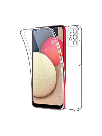 Samsung Galaxy A13 (G80) Sm-A137F Uyumlu 360° Ön Arka Tam Koruyucu Şeffaf Silikon Full Body Kılıf