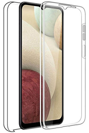 Samsung Galaxy A22 Sm-A225F Uyumlu 360° Ön Arka Tam Koruyucu Şeffaf Silikon Full Body Kılıf