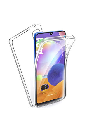 Samsung Galaxy A31 Sm-A315F Uyumlu 360° Ön Arka Tam Koruyucu Şeffaf Silikon Full Body Kılıf