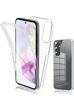 Samsung Galaxy A35 Sm-A356E Uyumlu 360° Ön Arka Tam Koruyucu Şeffaf Silikon Full Body Kılıf