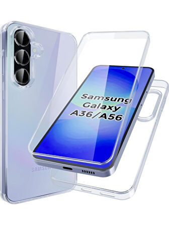 Samsung Galaxy A36 5G Uyumlu 360° Ön Arka Tam Koruyucu Şeffaf Silikon Full Body Kılıf
