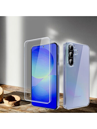 Samsung Galaxy A36 5G Uyumlu 360° Ön Arka Tam Koruyucu Şeffaf Silikon Full Body Kılıf