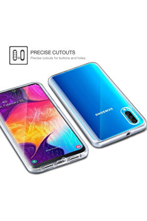 Samsung Galaxy A50 Sm-A505F Uyumlu 360° Ön Arka Tam Koruyucu Şeffaf Silikon Full Body Kılıf