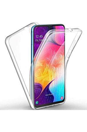 Samsung Galaxy A50S Uyumlu 360° Ön Arka Tam Koruyucu Şeffaf Silikon Full Body Kılıf