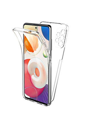 Samsung Galaxy A52 Sm-A525F Uyumlu 360° Ön Arka Tam Koruyucu Şeffaf Silikon Full Body Kılıf