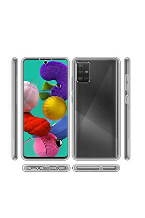 Samsung Galaxy A71 SM-A715F Uyumlu 360° Ön Arka Tam Koruyucu Şeffaf Silikon Full Body Kılıf