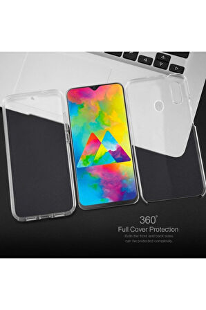 Samsung Galaxy M10 Sm-M105F Uyumlu 360° Ön Arka Tam Koruyucu Şeffaf Silikon Full Body Kılıf