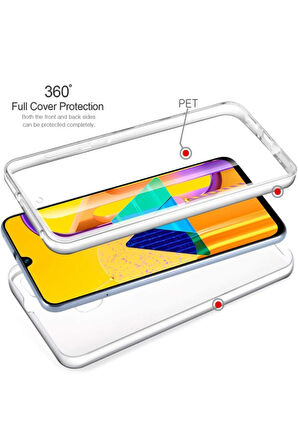 Samsung Galaxy M21 Sm-M215F Uyumlu 360° Ön Arka Tam Koruyucu Şeffaf Silikon Full Body Kılıf