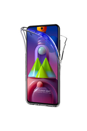Samsung Galaxy M31 Sm-M315F Uyumlu 360° Ön Arka Tam Koruyucu Şeffaf Silikon Full Body Kılıf