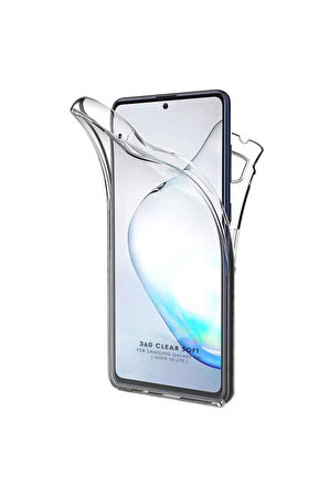 Samsung Galaxy Note 10 Lite SM-N770F Uyumlu 360° Ön Arka Tam Koruyucu Şeffaf Silikon Full Body Kılıf