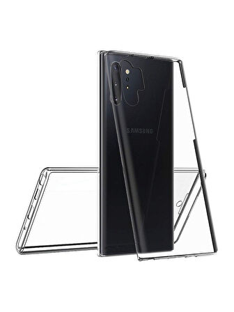 Samsung Galaxy Note 10+ Plus Uyumlu 360° Ön Arka Tam Koruyucu Şeffaf Silikon Full Body Kılıf