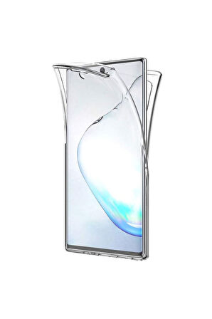 Samsung Galaxy Note 10 Sm-N970F Uyumlu 360° Ön Arka Tam Koruyucu Şeffaf Silikon Full Body Kılıf