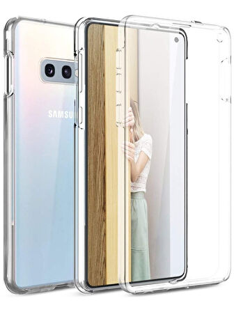 Samsung Galaxy S10E Uyumlu 360° Ön Arka Tam Koruyucu Şeffaf Silikon Full Body Kılıf