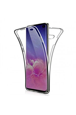 Samsung Galaxy S10+ Plus Uyumlu 360° Ön Arka Tam Koruyucu Şeffaf Silikon Full Body Kılıf