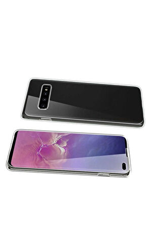 Samsung Galaxy S10+ Plus Uyumlu 360° Ön Arka Tam Koruyucu Şeffaf Silikon Full Body Kılıf