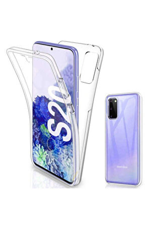 Samsung Galaxy S20 5G Uyumlu 360° Ön Arka Tam Koruyucu Şeffaf Silikon Full Body Kılıf