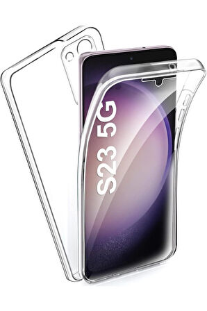 Samsung Galaxy S23 Uyumlu 360° Ön Arka Tam Koruyucu Şeffaf Silikon Full Body Kılıf