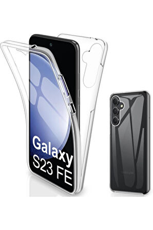 Samsung Galaxy S23 Fe Uyumlu 360° Ön Arka Tam Koruyucu Şeffaf Silikon Full Body Kılıf