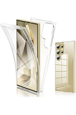 Samsung Galaxy S24 Ultra Uyumlu 360° Ön Arka Tam Koruyucu Şeffaf Silikon Full Body Kılıf