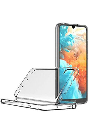 Huawei Y5 2019 Uyumlu 360° Ön Arka Tam Koruyucu Şeffaf Silikon Full Body Kılıf