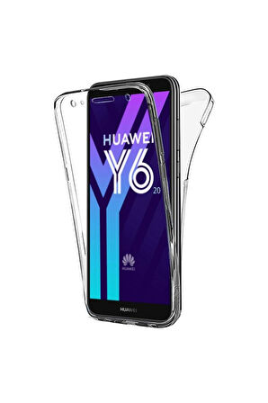 Huawei Y6 2018 Uyumlu 360° Ön Arka Tam Koruyucu Şeffaf Silikon Full Body Kılıf