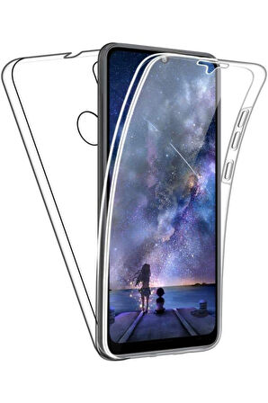 Huawei Y6p Uyumlu 360° Ön Arka Tam Koruyucu Şeffaf Silikon Full Body Kılıf