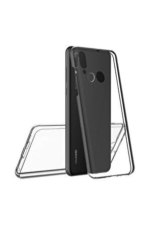 Huawei Y7 2019 Uyumlu 360° Ön Arka Tam Koruyucu Şeffaf Silikon Full Body Kılıf