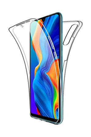 Huawei Y8p Uyumlu 360° Ön Arka Tam Koruyucu Şeffaf Silikon Full Body Kılıf