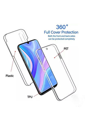 Huawei P Smart S Uyumlu 360° Ön Arka Tam Koruyucu Şeffaf Silikon Full Body Kılıf