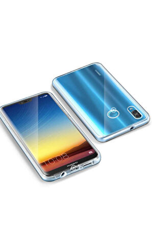 Huawei P Smart 2019 Uyumlu 360° Ön Arka Tam Koruyucu Şeffaf Silikon Full Body Kılıf