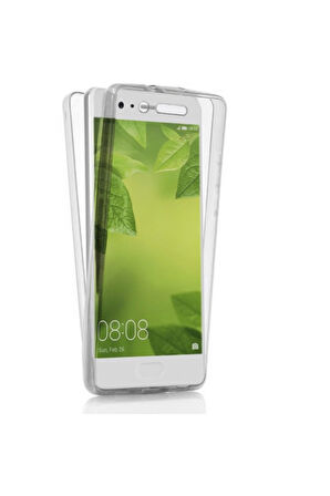 Huawei P10 Plus Uyumlu 360° Ön Arka Tam Koruyucu Şeffaf Silikon Full Body Kılıf