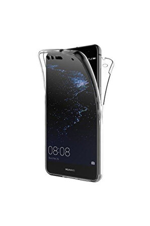 Huawei P10 Lite Uyumlu 360° Ön Arka Tam Koruyucu Şeffaf Silikon Full Body Kılıf