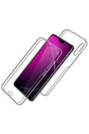 Huawei P20 Uyumlu 360° Ön Arka Tam Koruyucu Şeffaf Silikon Full Body Kılıf
