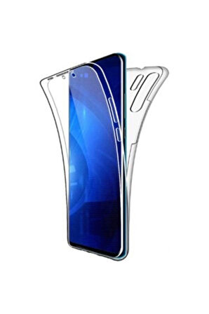 Huawei P30 Uyumlu 360° Ön Arka Tam Koruyucu Şeffaf Silikon Full Body Kılıf