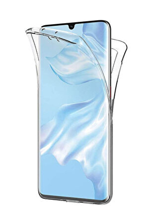 Huawei P30 Pro Uyumlu 360° Ön Arka Tam Koruyucu Şeffaf Silikon Full Body Kılıf