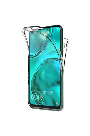 Huawei P40 Lite Uyumlu 360° Ön Arka Tam Koruyucu Şeffaf Silikon Full Body Kılıf