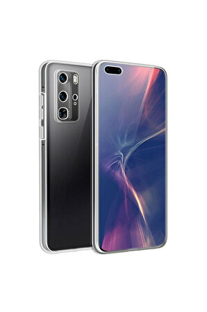Huawei P40 Pro Uyumlu 360° Ön Arka Tam Koruyucu Şeffaf Silikon Full Body Kılıf