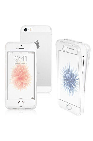Apple iPhone 5S Uyumlu 360° Ön Arka Tam Koruyucu Şeffaf Silikon Full Body Kılıf