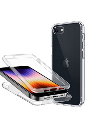 Apple iPhone Se 2020 Uyumlu 360° Ön Arka Tam Koruyucu Şeffaf Silikon Full Body Kılıf